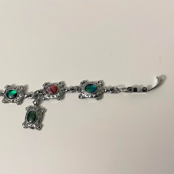 Multi Coloured Turtle Shell Bracelet 7 Inch Long - Picture 10 of 16